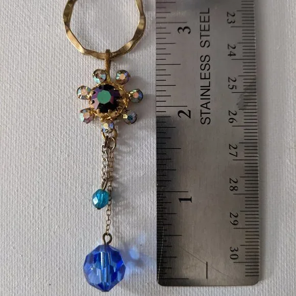 Blue Ring Dangles Vintage Necklace - Picture 5 of 6